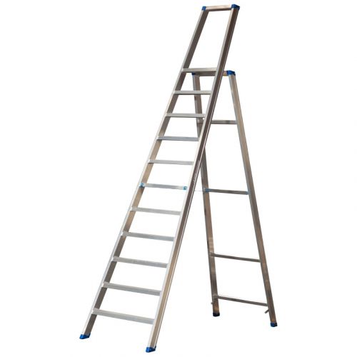 Alu-Stufen Stehleiter Mod. PL - Stufenanzahl: 11, Gesamthöhe mit Bügel: 3,21 m