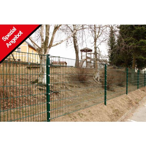 Gartenzaun Set 10 lfm, Farbe: grün, Höhe: 123 cm, Doppelstabmatten 6/5/6 Aktion