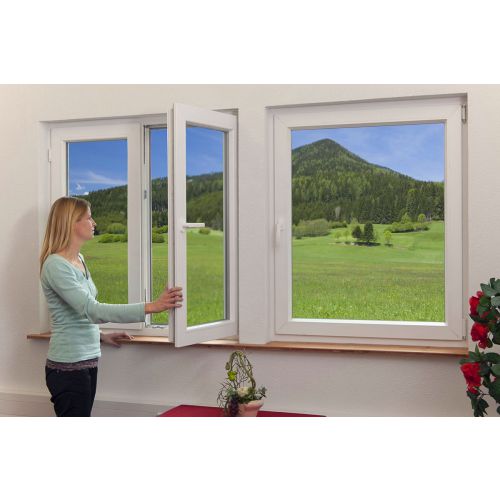 Kunststoff-Fenster weiß - Anschlagrichtung: DIN-rechts, Breite: 750 mm, Höhe: 1000 mm