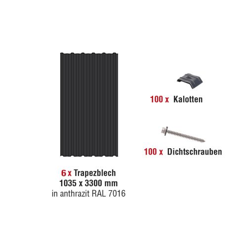 Trapezblech Dach für Carport Erweiterungsset - Farbe: anthrazit RAL 7016