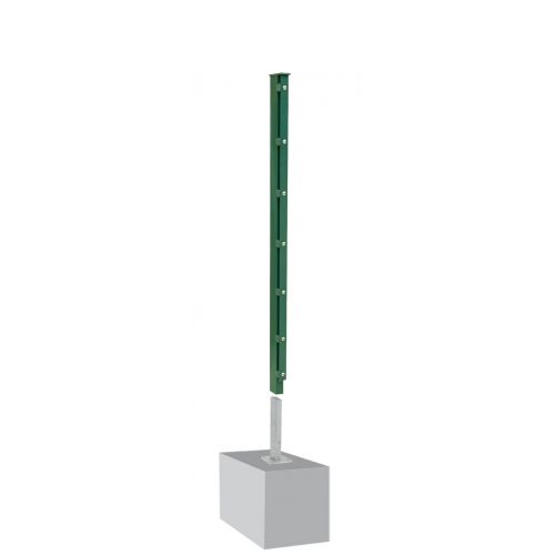Zaunpfosten Mod. A - Ausführung: grün beschichtet, für Zaunhöhe: 63 cm, Länge: 68,5 cm, Befestigungspunkte: 4