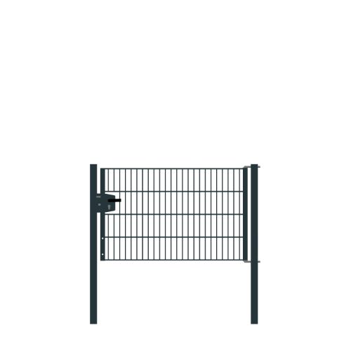 Drahtgittertor 1-flügelig, Durchgangslichte: 134 cm, Gesamtbreite inkl. Pfosten: 146 cm - Ausführung: anthrazit beschichtet, Höhe: 83 cm