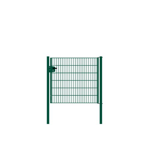 Drahtgittertor 1-flügelig, Durchgangslichte: 134 cm, Gesamtbreite inkl. Pfosten: 146 cm - Ausführung: grün beschichtet, Höhe: 123 cm