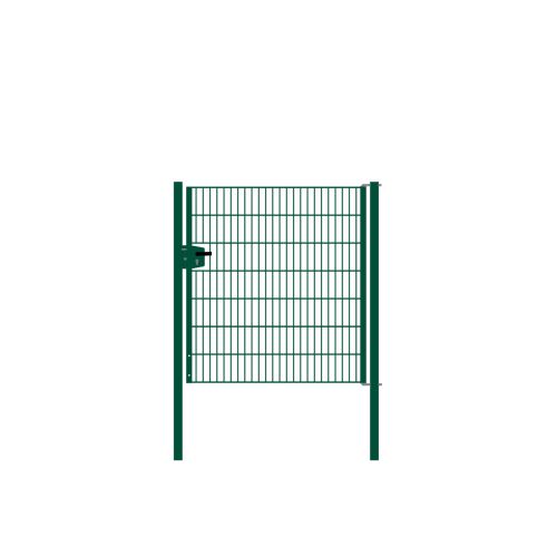 Drahtgittertor 1-flügelig, Durchgangslichte: 134 cm, Gesamtbreite inkl. Pfosten: 146 cm - Ausführung: grün beschichtet, Höhe: 143 cm