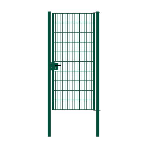 Drahtgittertor 1-flügelig, Durchgangslichte: 95 cm, Gesamtbreite inkl. Pfosten: 107 cm - Ausführung: grün beschichtet, Höhe: 203 cm