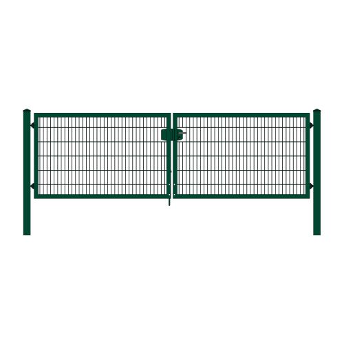 Rohrrahmenflügeltor 2-flügelig - Ausführung: grün beschichtet, Höhe: 123 cm, Durchgangslichte: 400 cm