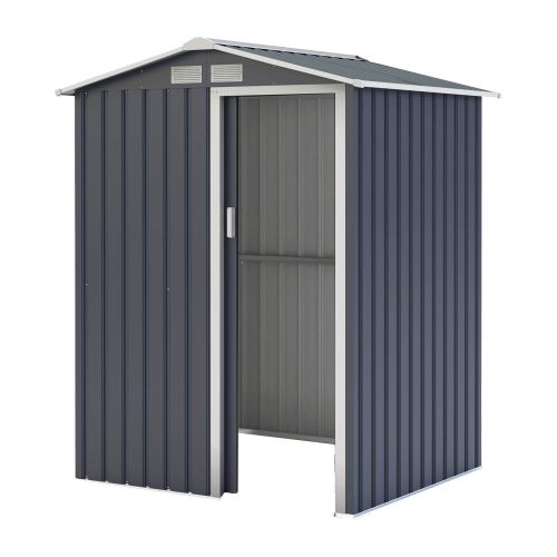 Gerätehaus Kompakt 1, Farbe: anthrazit, Dachlänge: 1550 mm, Dachbreite: 1300 mm, Gesamthöhe: 1860 mm
