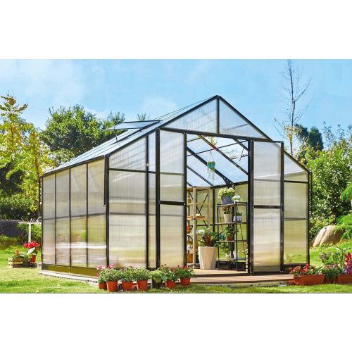 Gewächshaus Rosmarin PRO - Farbe: schwarz, Ausführung: Kunststoffglas 6 mm, Länge: 2780 mm, Breite: 3540 mm, Höhe: 2670 mm