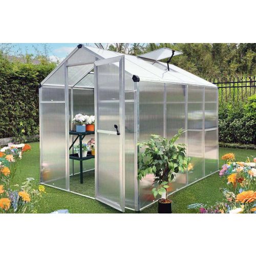 Gewächshaus Safran PRO - Farbe: grau, Länge: 2320 mm, Breite: 1780 mm, Höhe: 1920 mm, Fenster: 1