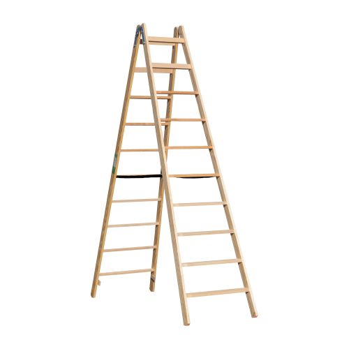 Holz Stufen Doppelleiter Mod. HST - Sprossenanzahl: 2 x 10, Länge: 2,64 m