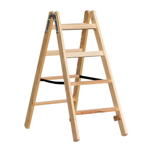 Holz Stufen Doppelleiter Mod. HST - Sprossenanzahl: 2 x 4, Länge: 1,14 m