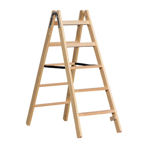 Holz Stufen Doppelleiter Mod. HST - Sprossenanzahl: 2 x 5, Länge: 1,39 m
