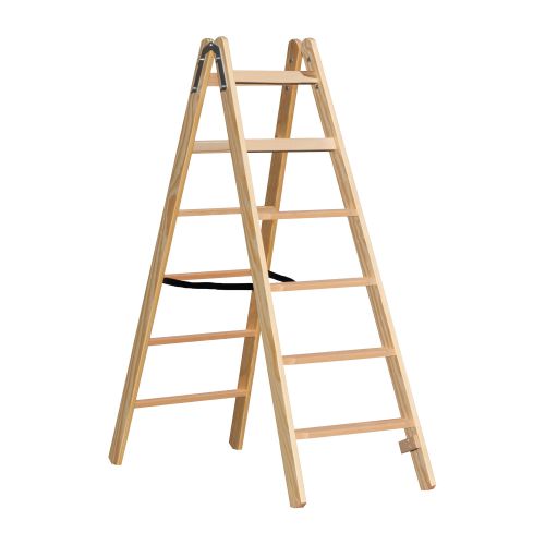 Holz Stufen Doppelleiter Mod. HST - Sprossenanzahl: 2 x 6, Länge: 1,64 m