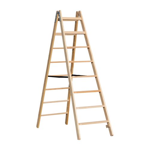 Holz Stufen Doppelleiter Mod. HST - Sprossenanzahl: 2 x 8, Länge: 2,14 m