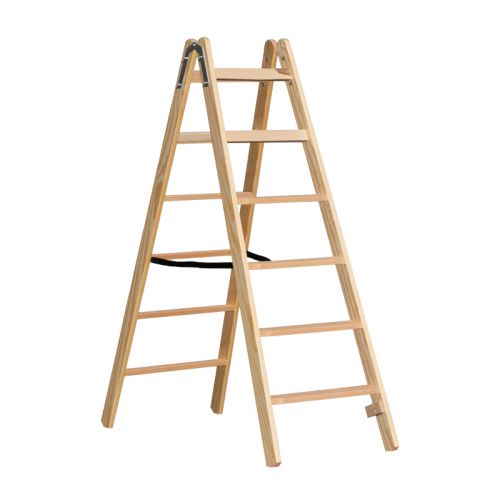 Holz Stufen Doppelleiter Mod. HST - Sprossenanzahl: 2 x 6, Länge: 1,64 m