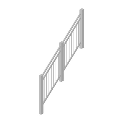 Treppengeländer aus Aluminium - für Stufenanzahl: 8, Pfostenanzahl: 3, Farbe: grau