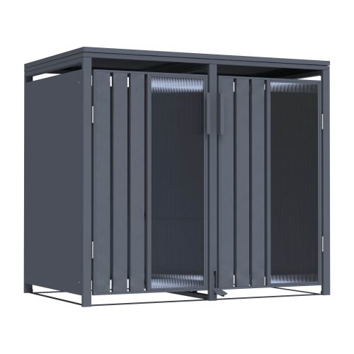 Mülltonnenbox Alina 2-flügelig – Farbe: anthrazit, Breite: 132 cm, Höhe: 116 cm, Tiefe: 80 cm