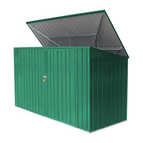 Mülltonnenbox / Gerätehaus - Farbe: grün, Länge: 2350 mm, Breite: 1000 mm, Höhe: 1300 mm 