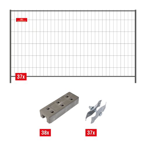 Mobilzaun / Bauzaun - XXL Set - ca. 130 lfm - Höhe: 2 m