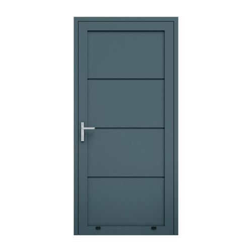Alu Nebeneingangstür 1-flügelig - Maße: 1000 x 2000 mm (B x H), Farbe: anthrazit RAL 7016, Anschlag: innen links - DIN links