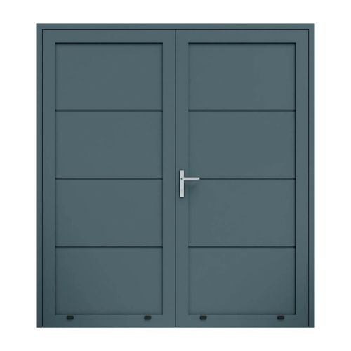 Alu Nebeneingangstür 2-flügelig - Maße: 2000 x 2000 mm (B x H), Farbe: anthrazit RAL 7016, Anschlag: innen links - DIN links
