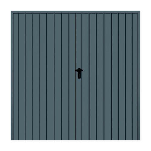 Stahl Flügeltor 2-flügelig mit Dämmung - Maße: 2000 x 2000 mm (B x H), Farbe: anthrazit RAL 7016, Öffnungsrichtung: DIN rechts