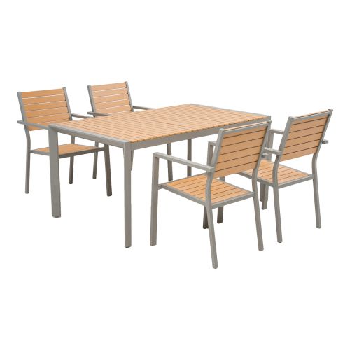 Gartengarnitur Atlanta 5-teilig - Aluminiumfarbe: graualuminium