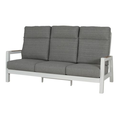 Sitzgarnitur Houston 3-Sitzer aus Aluminium - Aluminiumfarbe: weiß, Stofffarbe: dunkelgrau