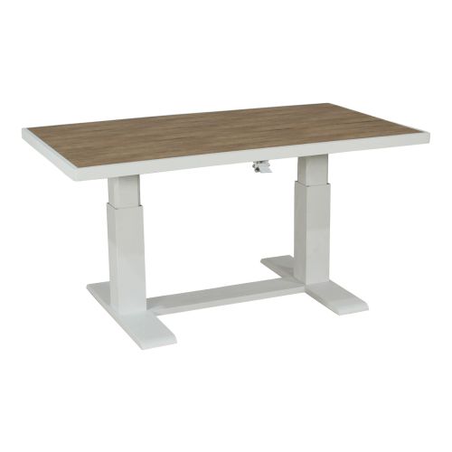 Gartentisch Houston aus Aluminium - Aluminiumfarbe: weiß, Tischplatte: Hochwertiges Verbundmaterial mit natürlicher Holzoptik, Maße: 1400 x 800 cm