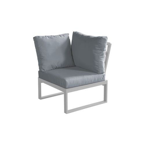 Loungeecksofa Lissabon aus Aluminium - Aluminiumfarbe: graualuminium, Stofffarbe: dunkelgrau