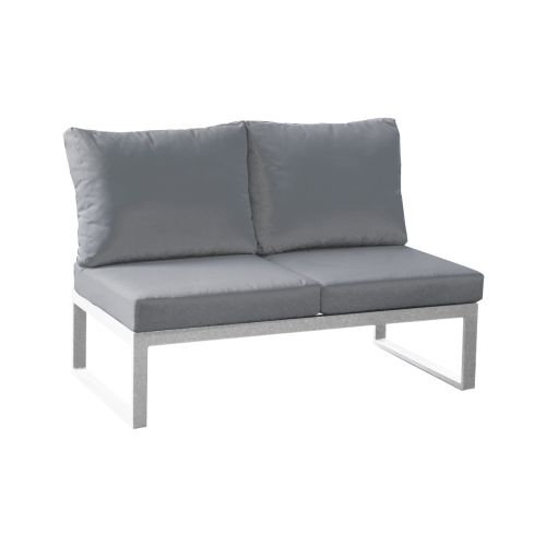 Loungeerweiterung 2 Sitzer Lissabon aus Aluminium - Aluminiumfarbe: graualuminium, Stofffarbe: dunkelgrau