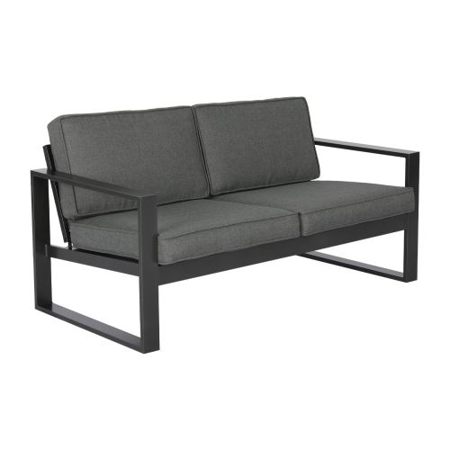 Gartensofa 2-Sitzer Madrid aus Aluminium - Farbe: anthrazit, Tiefe: 780 mm, Breite: 1550 mm, Höhe: 700 mm, Sitzhöhe: ca. 430 mm