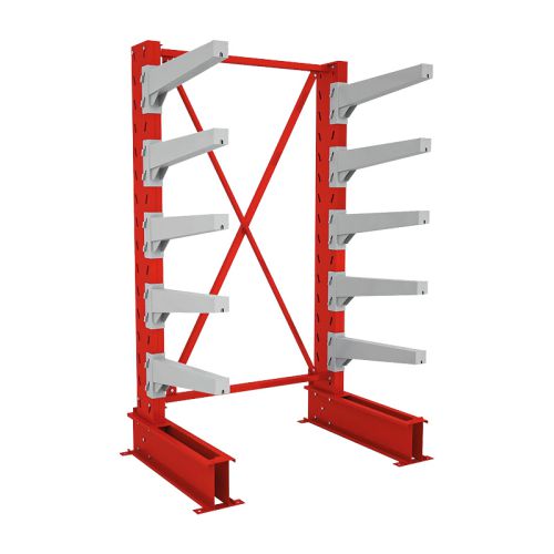 Kragarmregal Mod. Heavy  - Ausführung: einseitig, Höhe: 2503 mm, Breite: 1430 mm, Tiefe gesamt: 1130 mm, Armlänge: 800 mm