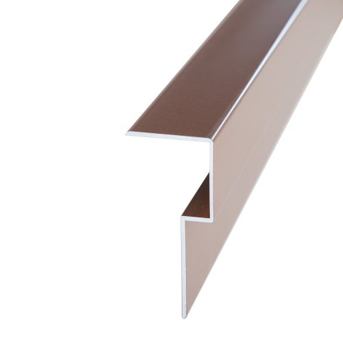 Abschluss Terrassendiele Aluminium - Länge: 3000 mm, Querschnitt: 69 x 30 mm, Farbe: braun