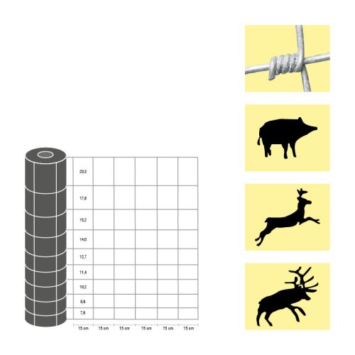 Weidezaun / Knotengeflecht Taurus schwer, Rollenlänge: 50 m, Kantendrähte: ø 3 mm, Draht: ø 2,5 mm - Höhe: 120 cm