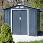 Gerätehaus Kompakt 2 - Farbe: anthrazit, Dachlänge: 2130 mm, Dachbreite: 1270mm, Gesamthöhe: 1850 mm