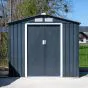 Gerätehaus Kompakt 2 - Farbe: anthrazit, Dachlänge: 2130 mm, Dachbreite: 1270mm, Gesamthöhe: 1850 mm
