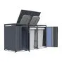 Mülltonnenbox Alina 3-flügelig – Farbe: anthrazit, Breite: 80 cm, Höhe: 116 cm, Tiefe: 198,5 cm