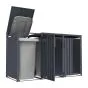 Mülltonnenbox Alina 3-flügelig – Farbe: anthrazit, Breite: 80 cm, Höhe: 116 cm, Tiefe: 198,5 cm