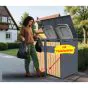 Mülltonnenbox 2-flügelig mit Pedalfunktion - Farbe: anthrazit & Holzoptik, Breite: 132 cm, Höhe: 116 cm, Tiefe: 80 cm