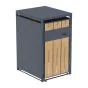Mülltonnenbox 1-flügelig mit Pedalfunktion - Farbe: anthrazit & Holzoptik, Breite: 68 cm, Höhe: 116 cm, Tiefe: 80 cm