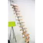 Raumsparmittelholmtreppe San Antonio - Holzart: Buche, Geländerfarbe: silber
