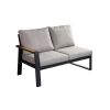 Loungesofa 2-Sitzer links Lissabon aus Aluminium - Aluminiumfarbe: anthrazit, Stofffarbe: hellgrau