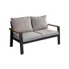 Loungesofa 2-Sitzer Lissabon aus Aluminium - Aluminiumfarbe: anthrazit, Stofffarbe: hellgrau