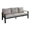 Loungesofa 3-Sitzer Lissabon aus Aluminium - Aluminiumfarbe: anthrazit, Stofffarbe: hellgrau