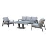 Sitzgruppe Mykonos Set – bestehend aus 2x Gartensessel, 1x Loungesofa, 1x Gartentisch