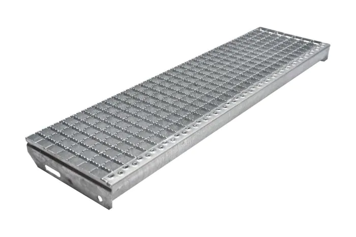 Gitterrost-Stufen 30 x 30 mm, feuerverzinkt, rutschhemmend - Breite: 1000 mm, Tiefe: 240 mm