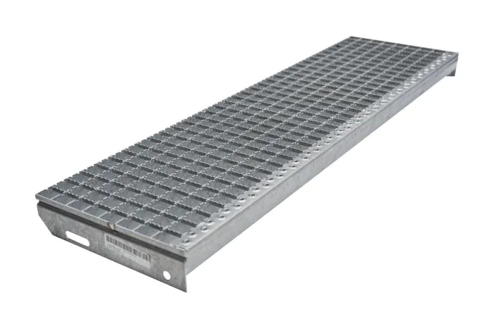 Gitterrost-Stufen 30 x 30 mm, feuerverzinkt, rutschhemmend - Breite: 1100 mm, Tiefe: 305 mm
