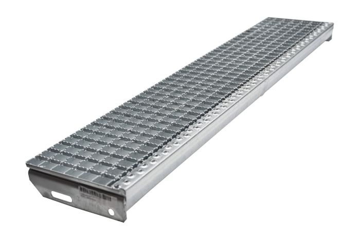 Gitterrost-Stufen 30 x 30 mm, feuerverzinkt, rutschhemmend - Breite: 1200 mm, Tiefe: 240 mm