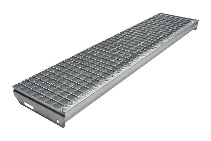 Gitterrost-Stufen 30 x 30 mm, feuerverzinkt, rutschhemmend - Breite: 1200 mm, Tiefe: 270 mm
